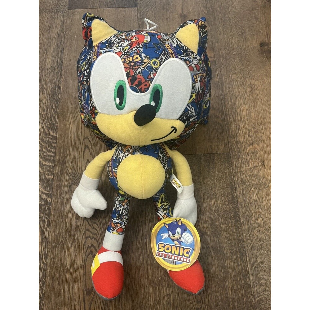 Sonic the Hedgehog LARGE 18" Sticker Bomb Plush Stuffed SEGA Toy